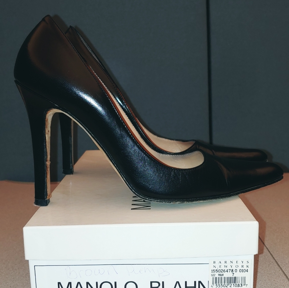 Leather Black Manolo Pumps 6.5M